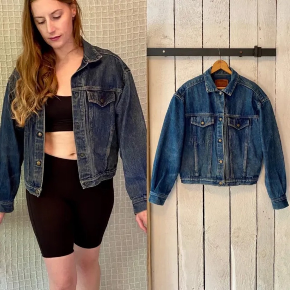 Vintage 90s Minimalist Blue Gray Denim Stonewash Jean Jacket Calvin Klein size M
